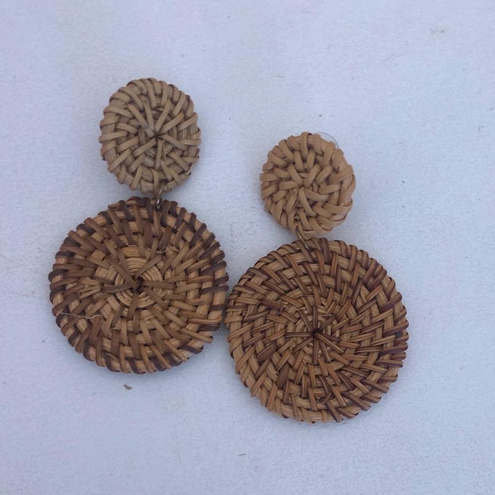 Woven Rattan Drop Earrings